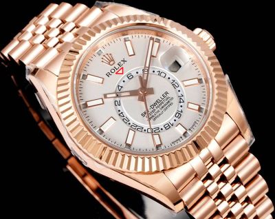 AR Factory Rolex Sky-dweller 42*14.5mm 316L Steel Rose Gold Jubilee Stainless Bracelet 9002 Movement White Face Watch